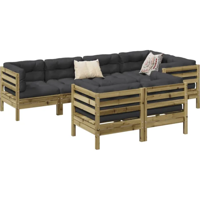 vidaXL 7-delige Loungeset met kussens geïmpregneerd grenenhout Bruin