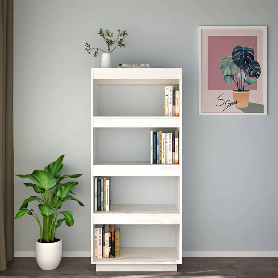 vidaXL Boekenkast/kamerscherm 60x35x135 cm massief grenenhout wit, foto 2