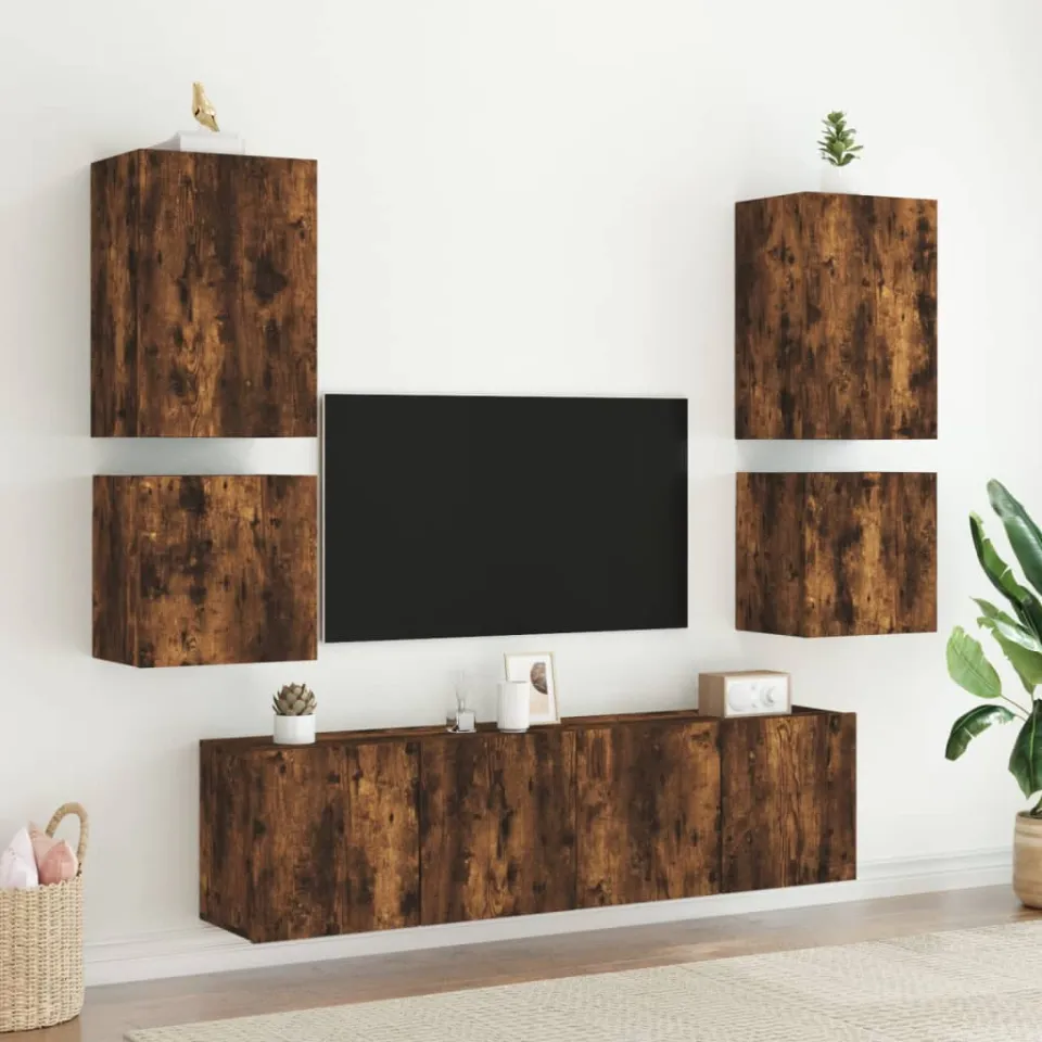 vidaXL Tv-wandmeubel 40,5x30x40 cm bewerkt hout gerookt eikenkleurig, foto 4