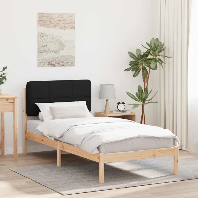 vidaXL Bedframe met Gevoerd Hoofdgedeelte Zwart 75 x 190 cm