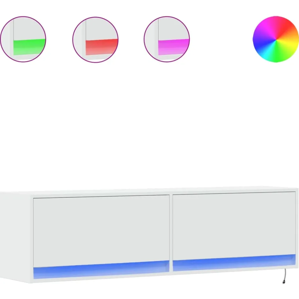 vidaXL Tv-wandmeubel met LED-verlichting 140x31x38 cm wit, foto 3