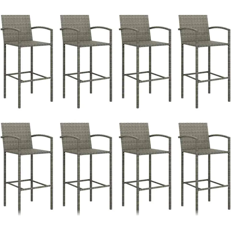 vidaXL 9-delige Tuinbarset poly rattan grijs