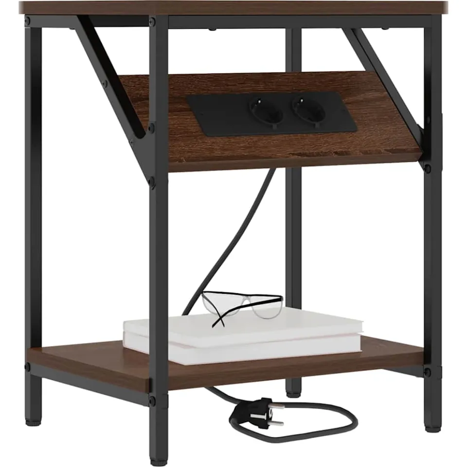 vidaXL Nachtkastje 2 st Bruin Eiken 38 x 30 x 48 cm Bewerkt hout