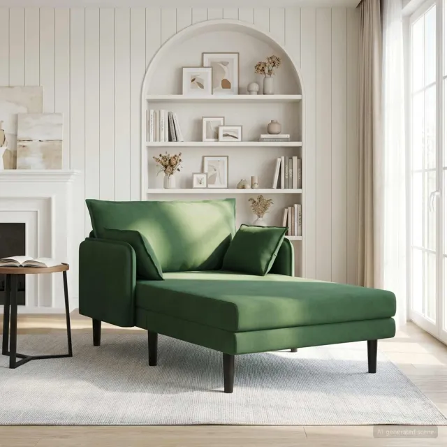 vidaXL Grote chaise longue Donkergroen Katoenen stof groen, foto 2