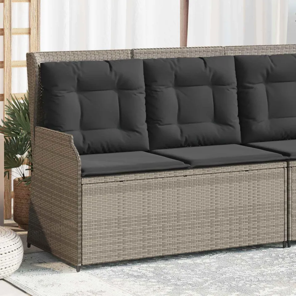 vidaXL Tuinbank Lichtgrijs poly rattan, foto 3