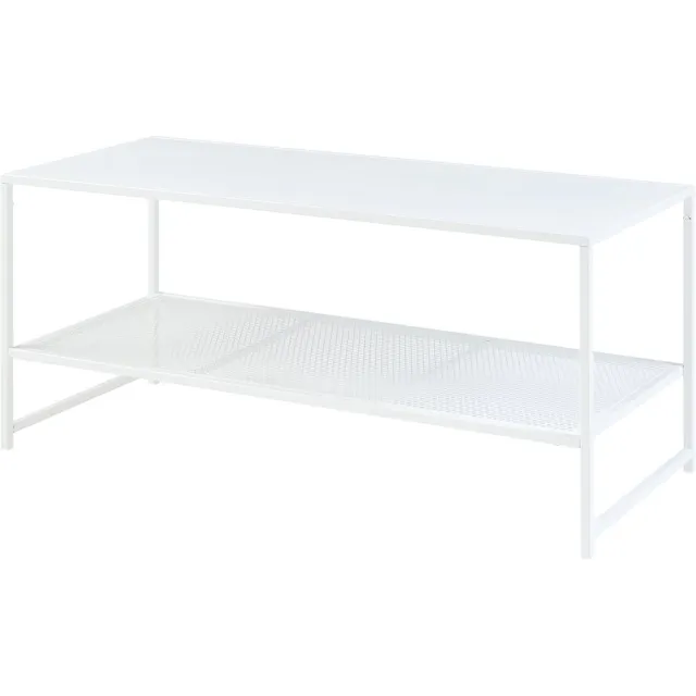 en.casa Salontafel Ruokolahti met roosterplank 102x43x46 cm wit mat wit, mat