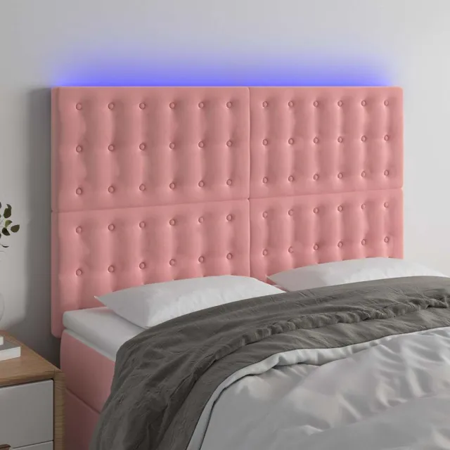 vidaXL Hoofdbord LED 144x5x118/128 cm fluweel zwart