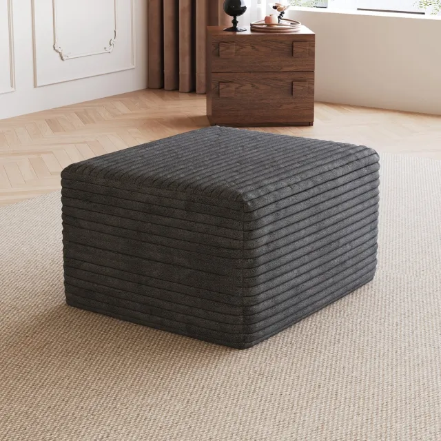 MODENUIT Voetenbankje – 65 x 60 x 38 cm – Zonder Montage – Stof – Donkergrijs – Voor Binnen – Gestoffeerd