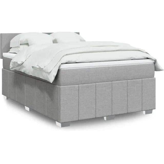 vidaXL Boxspring met matras stof lichtgrijs 140x190 cm grijs