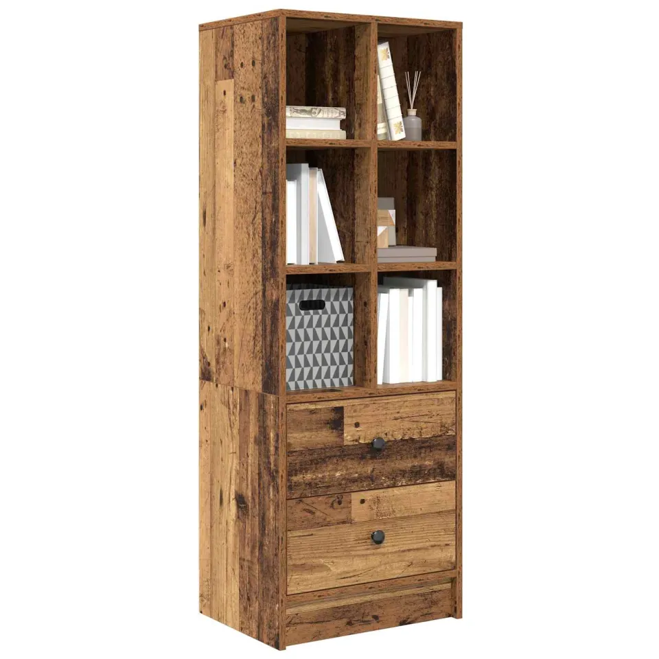 vidaXL Hoge kast met lade Oudhout 45,5 x 34 x 127 cm Bruin