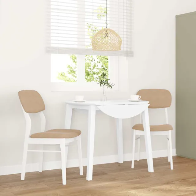vidaXL Eetkamerstoelen met kussens 2 st massief hout rubber wit