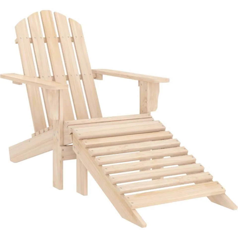 vidaXL Tuinstoel Adirondack met voetenbank en tafel massief vurenhout beige, foto 3