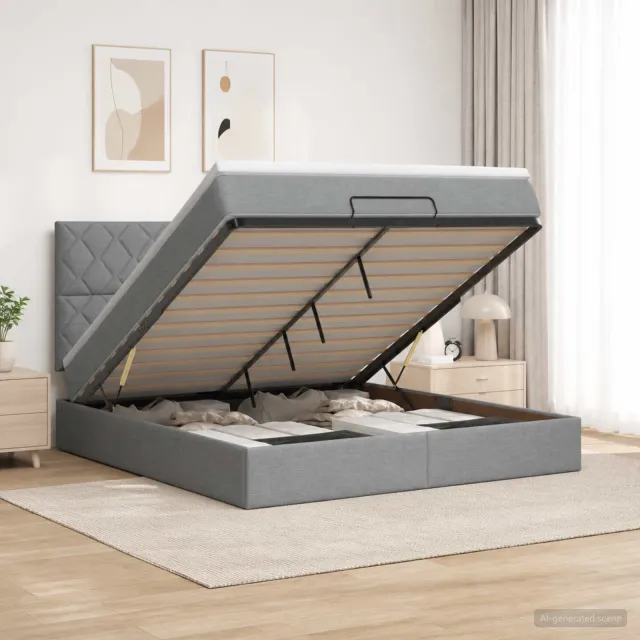 vidaXL Ottoman bed met matras Lichtgrijs 160 x 200 cm Stof