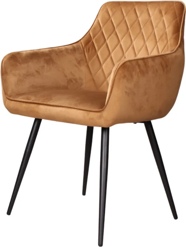 DS4U Ravi 3.0 eetkamerstoel velours - goud Goud/geel