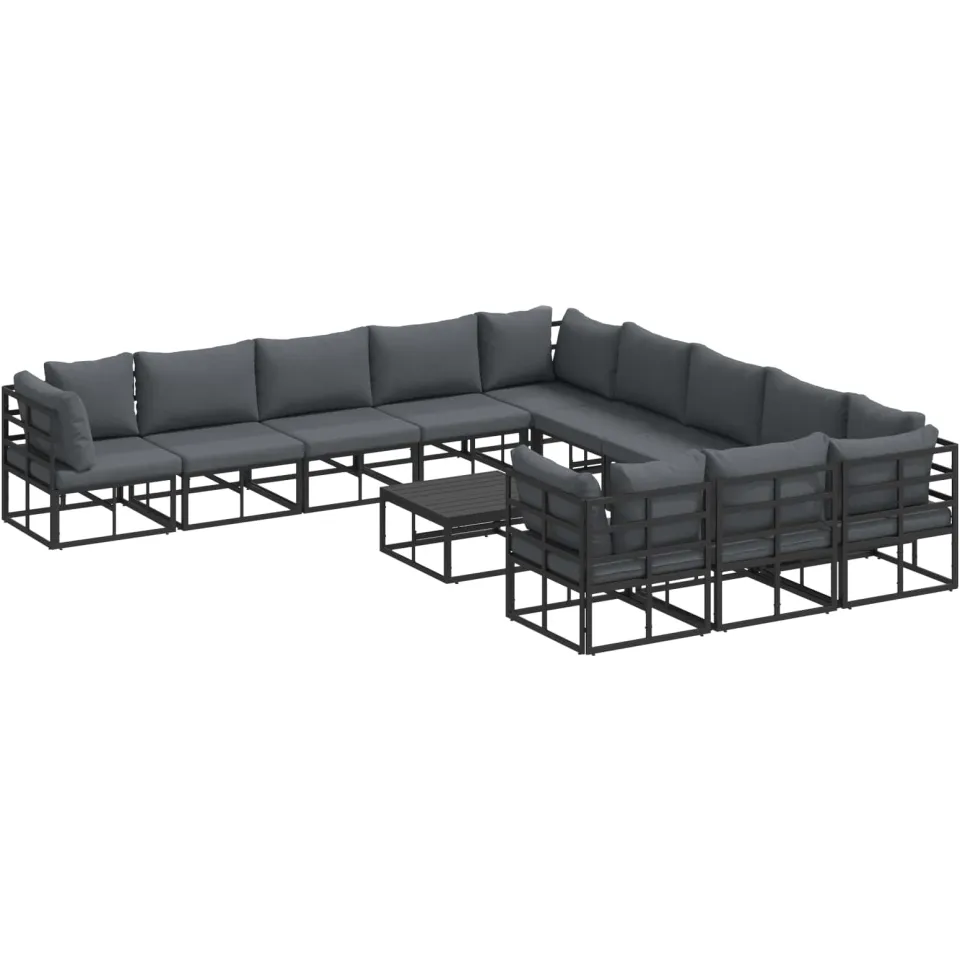 vidaXL Tuinbankenset 12 st Zwart Aluminium