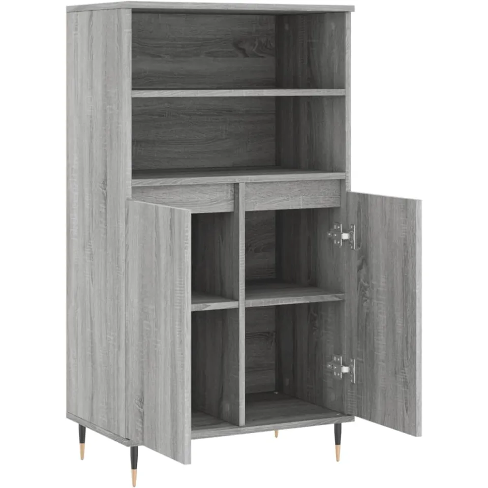 vidaXL Hoge kast 60x36x110 cm bewerkt hout grijs sonoma eikenkleurig