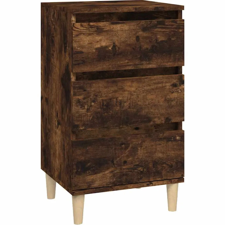 vidaXL Nachtkastje 40x35x70 cm bewerkt hout gerookt eikenkleurig Bruin