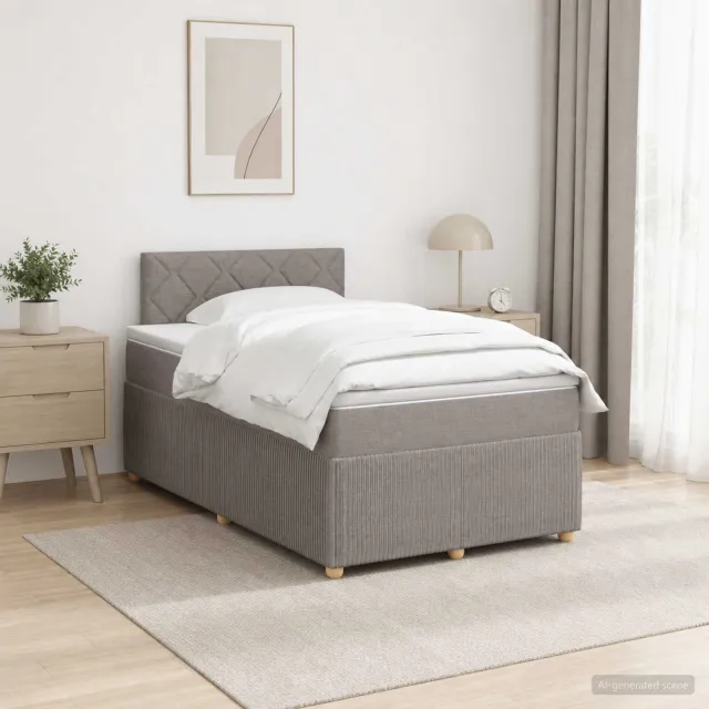 vidaXL Boxspringbed met matras met hoofdeinde Taupe 120 x 190 cm Stof