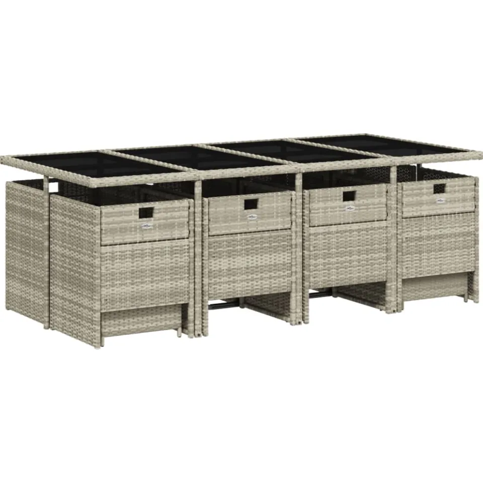 vidaXL 13-delige Tuinset met kussens poly rattan lichtgrijs grijs, foto 3