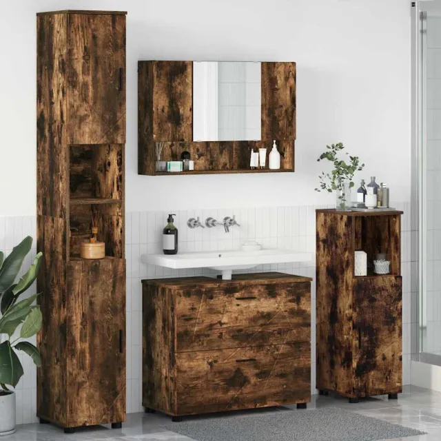 vidaXL Badkamermeubelset 4 st Gerookt eiken 35 x 30 x 192 cm Bruin