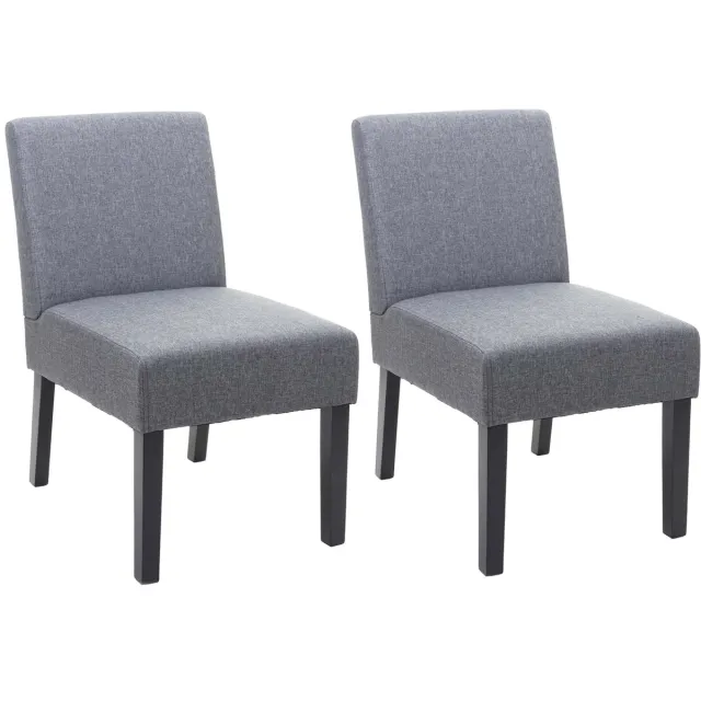 MCW Set van 2 eetkamerstoelen MCW-F61, loungestoel, stof/textiel ~ donkergrijs