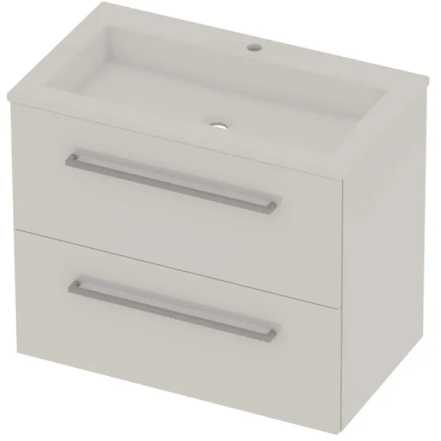 Basic-Line Aura 46 Badmeubelset Acryl 1 Kraangat Voor Grepen 80x46x62 cm Ice White Glans Wit