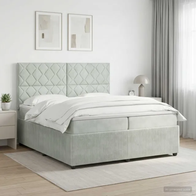 vidaXL Boxspringbed met matras Lichtgrijs 200 x 200 cm Fluweel