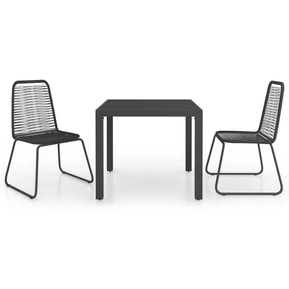 vidaXL 3-delige Tuinset PVC-rattan zwart