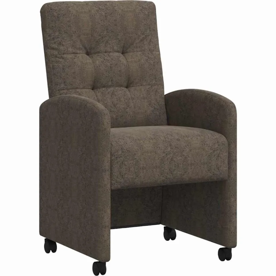 vidaXL Eetkamerstoelen met Wieltjes 2 st Faux suede leer Donkergrijs