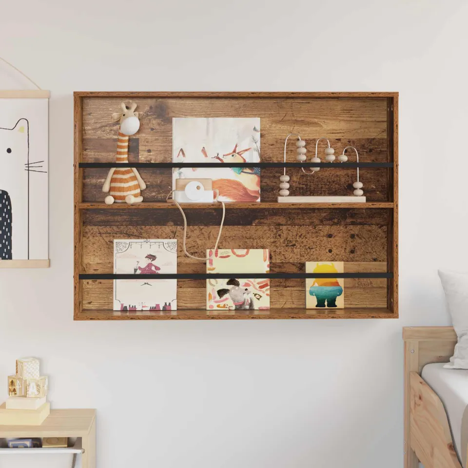 vidaXL Tijdschrift Rek met plank Oudhout 100 x 12 x 70 cm Bewerkt hout bruin, foto 4