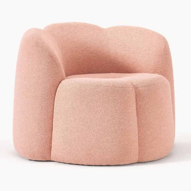 Westwing Collection Bouclé loungefauteuil Fleur Roze