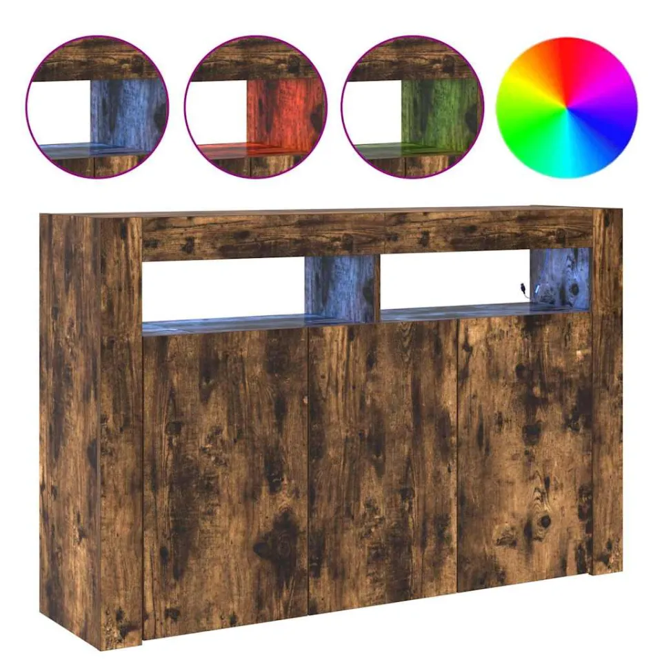 vidaXL Dressoir Gerookt eiken 116 x 30 x 75 cm Bewerkt hout, foto 4