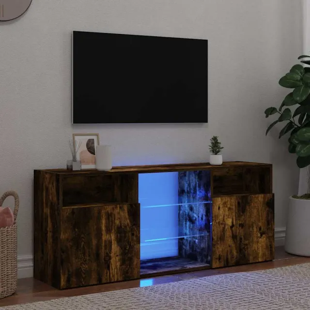 vidaXL Tv-meubel met LED-verlichting 120x30x50 cm gerookt eikenkleurig Bruin