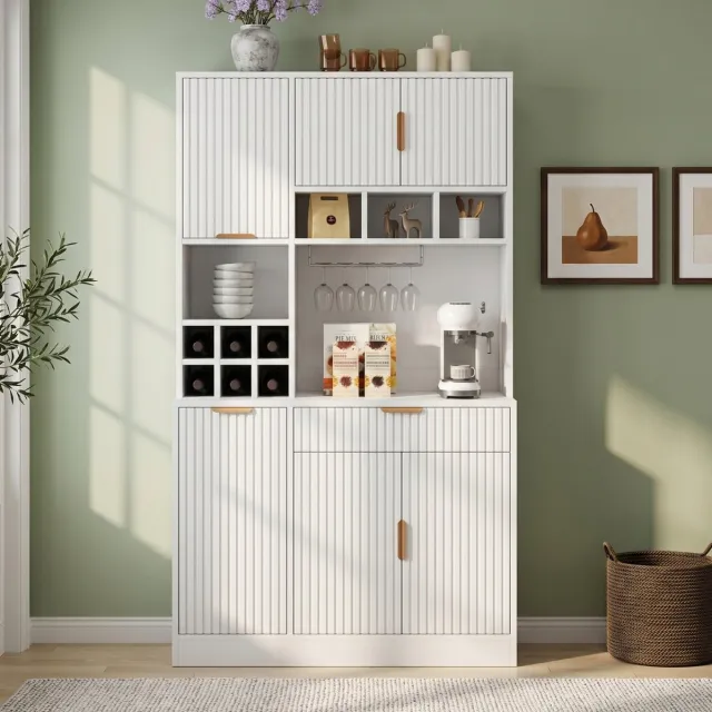 COVREO Buffetkast 100x40x175 cm wit, spaanplaat met verstelbare planken