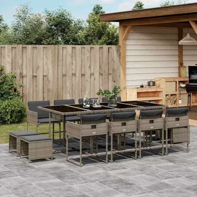 vidaXL 13-delige Tuinset met kussens poly rattan grijs, foto 2