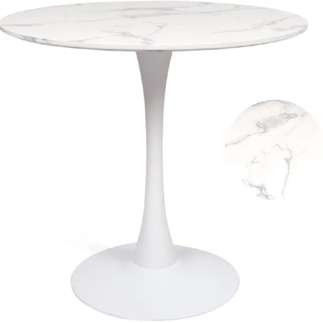 Milton & Oldbrook Eettafel Ø 80 cm Prague Marmerlook Mat Wit