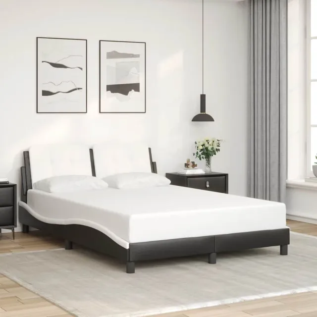 vidaXL Bedframe zonder matras "Zadar" kunstleer zwart en wit 120x200 cm