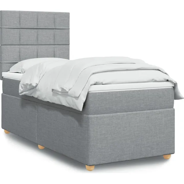 vidaXL Boxspring met matras stof lichtgrijs 80x200 cm grijs