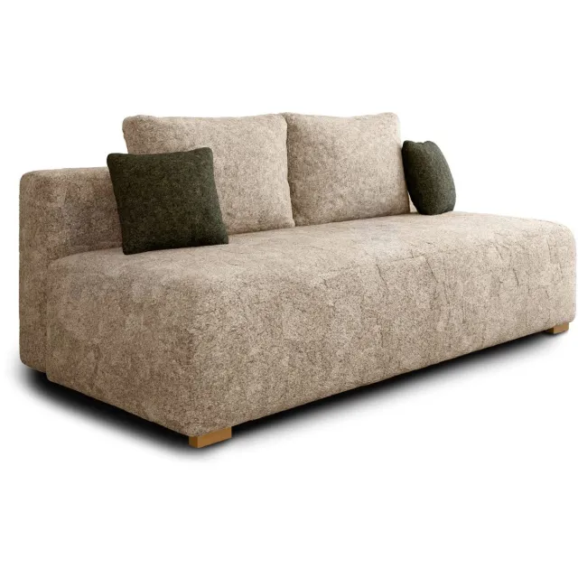 AJE Meubles B.V. Slaapbank MOSS met bedfunctie en opbergruimte – Boucléstof – 200x90x100 cm – met rugkussens en stevig frame - Beige (Arena 2 + Arena 12 kussens)