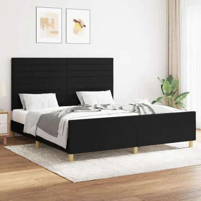 vidaXL Bedframe zonder matras stof zwart 160x200 cm