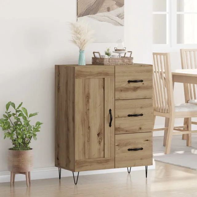 vidaXL Dressoir Artisan Eik 69,5 x 34 x 90 cm Geconstrueerd hout bruin, foto 2