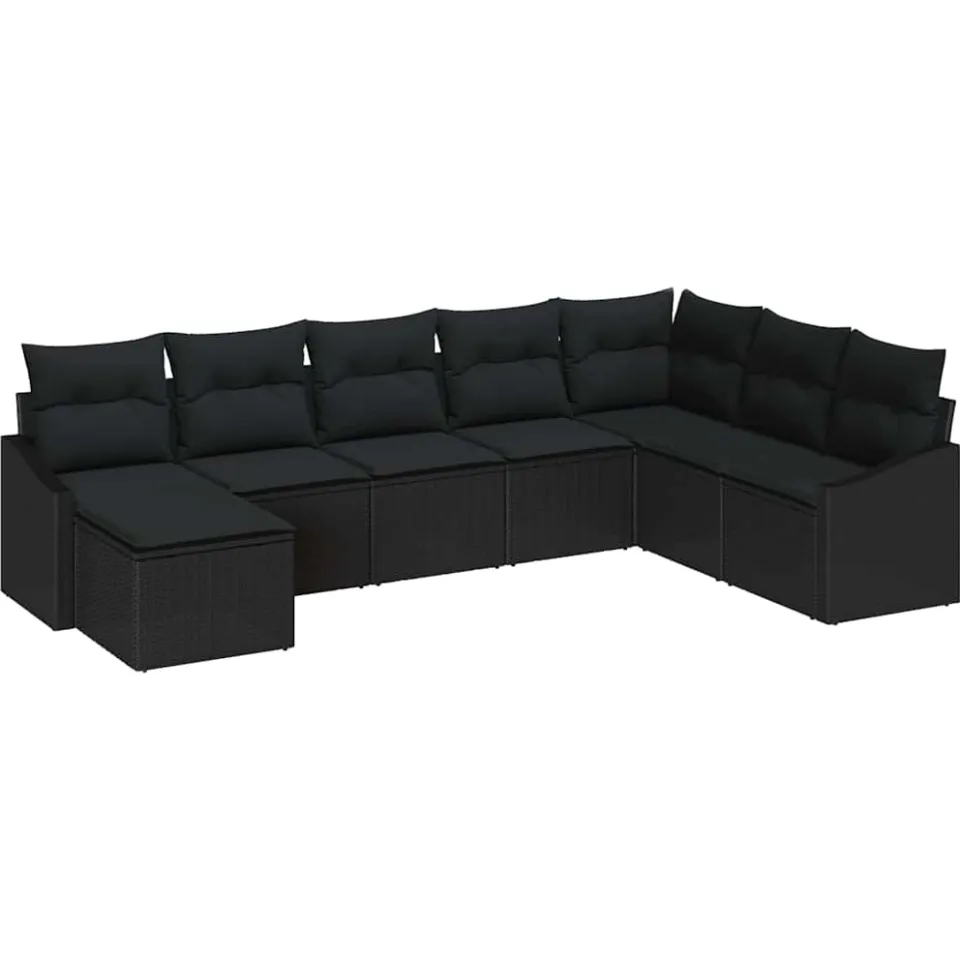 vidaXL Bankstel 8 st Zwart poly rattan
