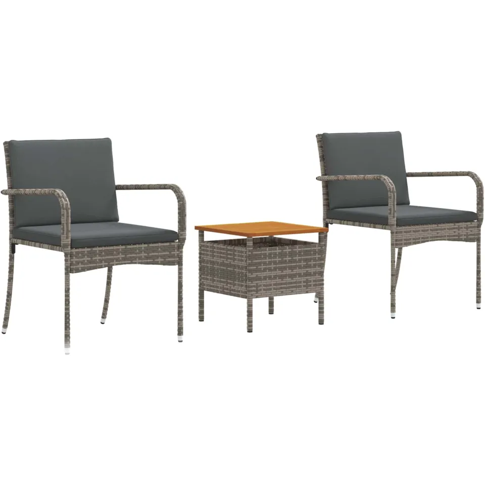 vidaXL Tuin Bistro Set 3 st Grijs poly rattan