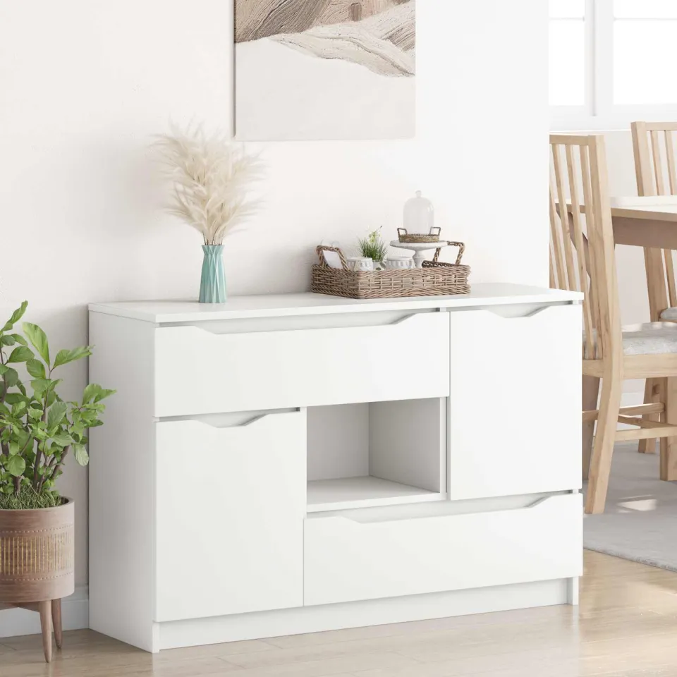 vidaXL Dressoir Wit 100 x 30 x 65,6 Bewerkt hout, foto 4