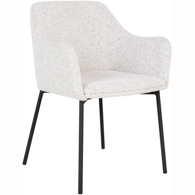 House Nordic Eetkamerstoel Wit Bouclé - 56x57x79,5cm - 9 kg - House Nordic - Set van 2