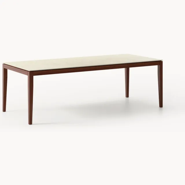Westwing Collection Eettafel Jackson met travertijn effect, in verschillende formaten Beige
