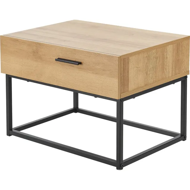 en.casa Nachtkastje Lavangen met lade 39x55x40 cm eiken en zwart