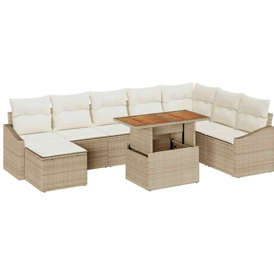 vidaXL Tuinbankenset 9 st Beige en Crème