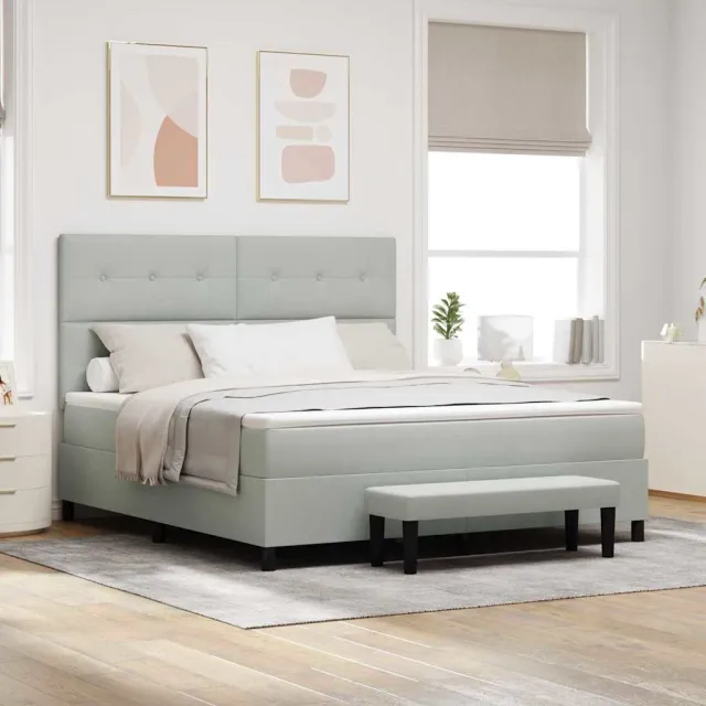 vidaXL Boxspring bed met hoofdeinde Lichtgrijs 200 x 180 cm Fluweel