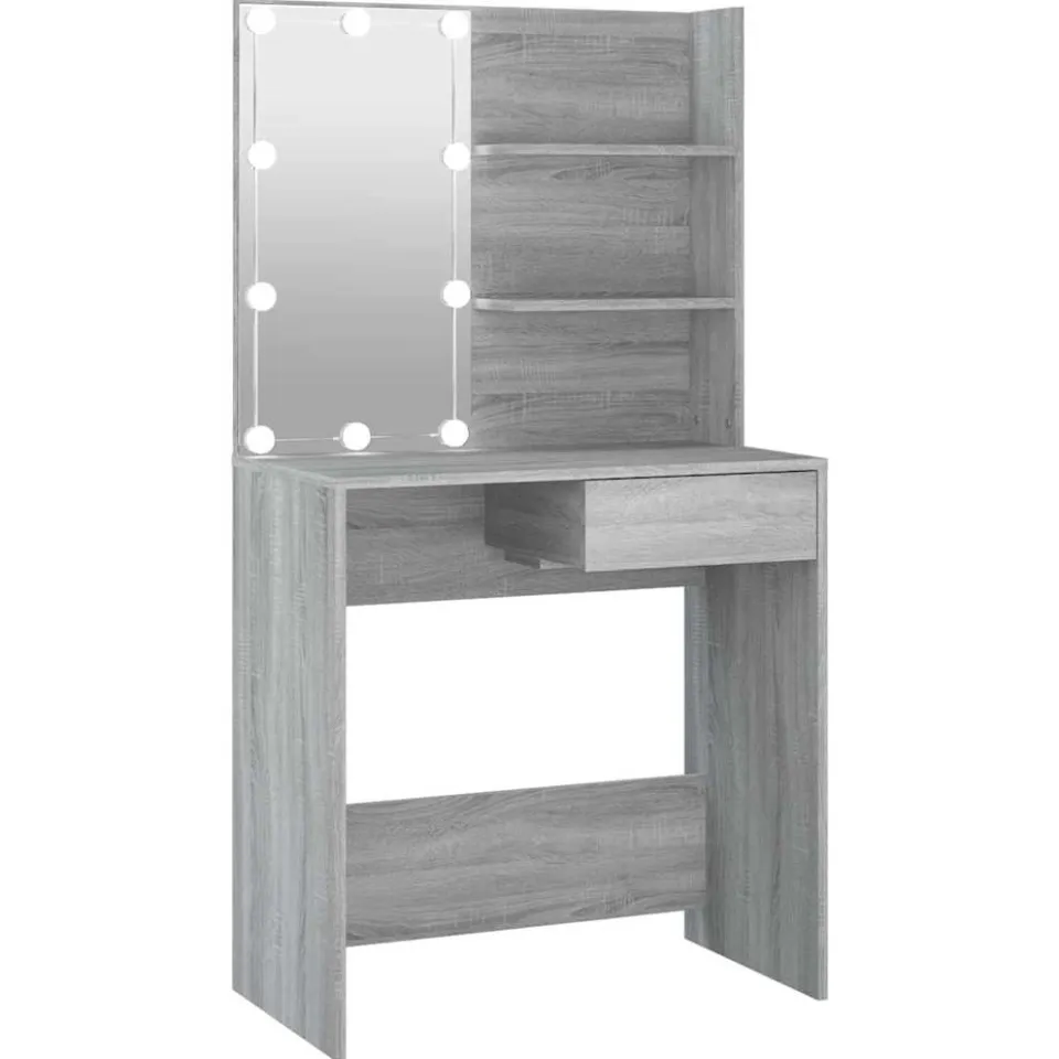 vidaXL Kaptafel met LED-verlichting 74,5x40x141 cm grijs sonoma eiken